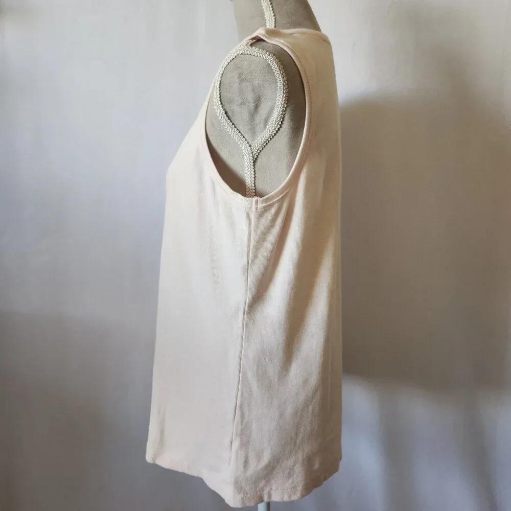 Chico's Women Size 2/12-14 (L) Pastel Pink Sleeveless Scoop Neck Ribbed Tank Top - Picture 8 of 12